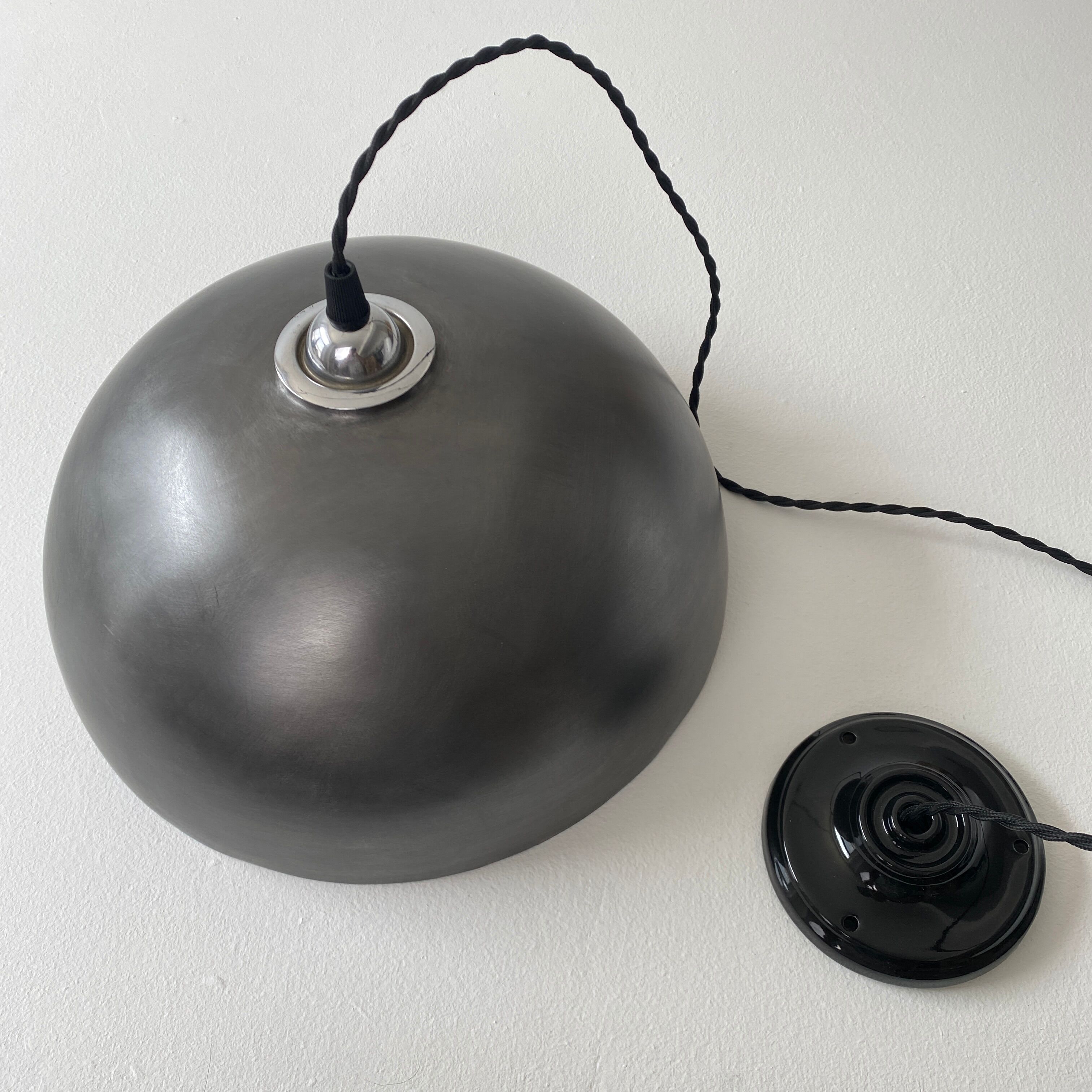 Old industrial steel hanging lamp 30 cm