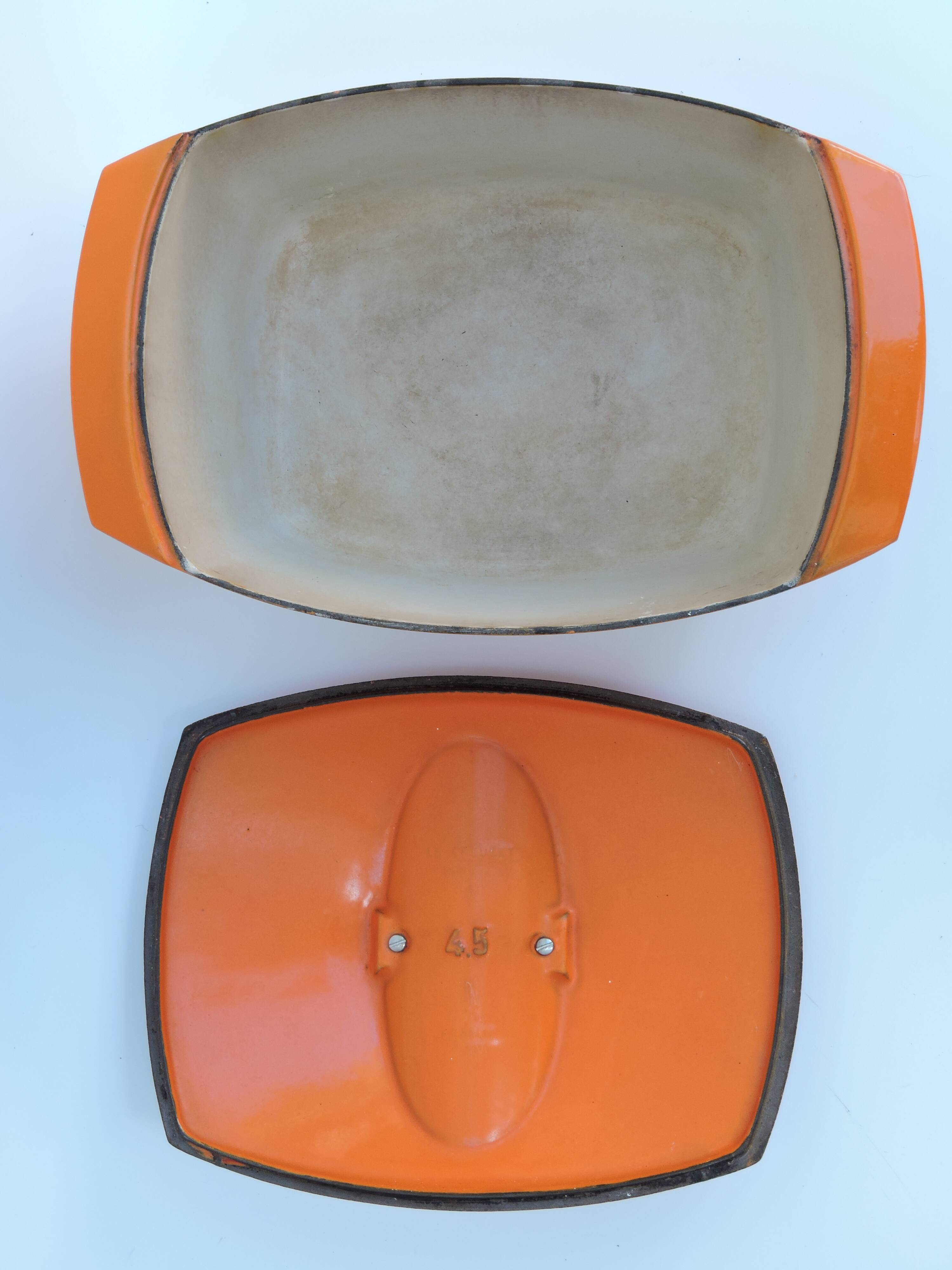 Enamelled cast iron casserole Le Creuset 4L5 designed by Raymond Loewy Vintage