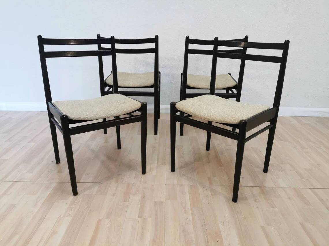 Set of 4 Stol Kamnik Dining Chair: Vintage Scandinavian Beech Wood, Yugosla