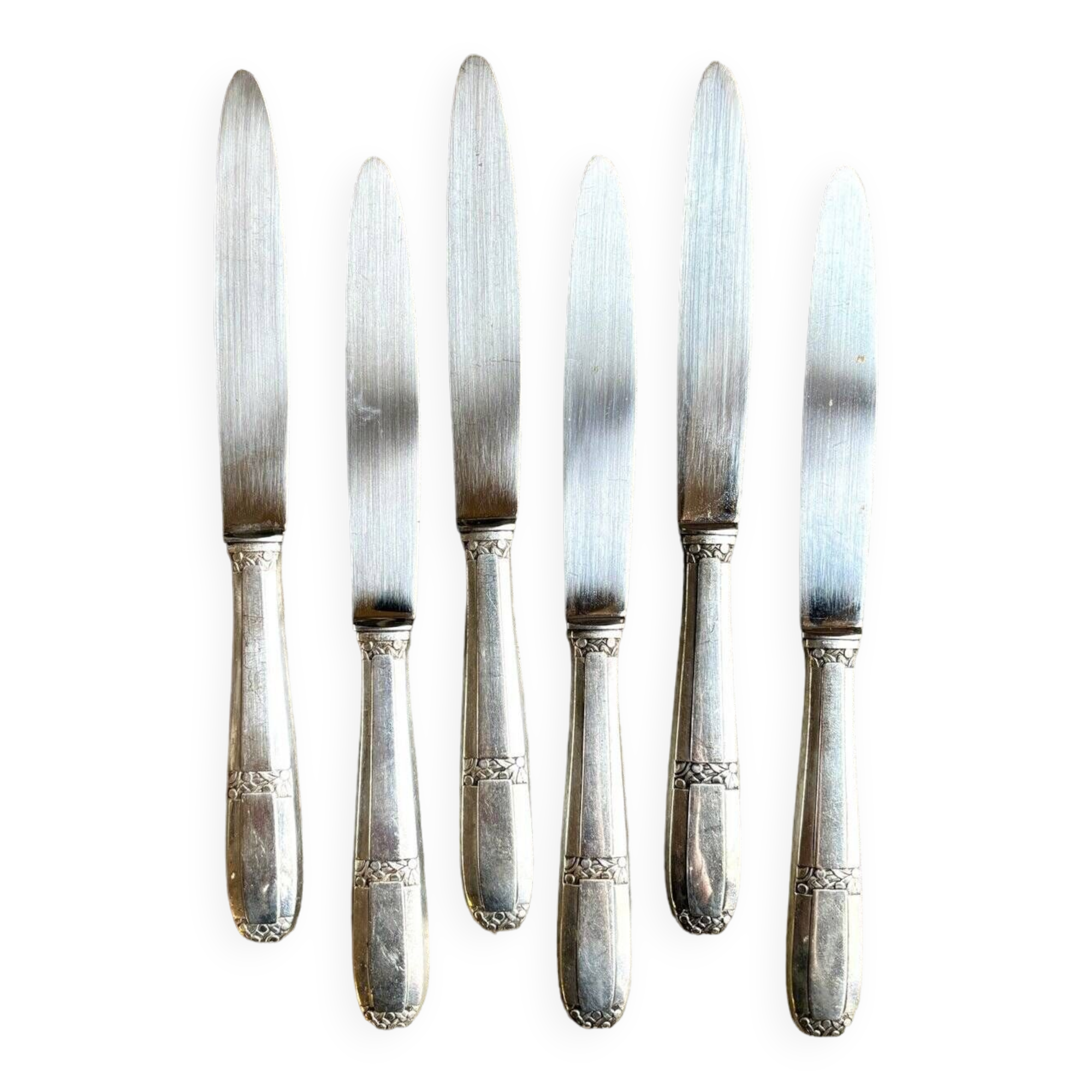 6 Art Deco knives in silver metal