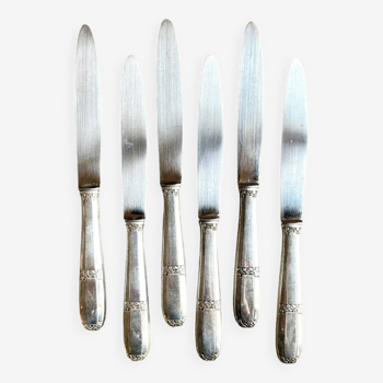 6 Art Deco knives in silver metal