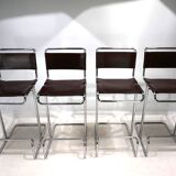 Set of 4 Linea Veam tubular steel bar stools, 1960