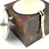 Mid-century brown parchment ice bucket, Aldo Tura Italy 1950s