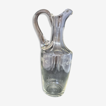 Petit Vase / Flacon vintage sérigraphie à motif fleuras délicat
