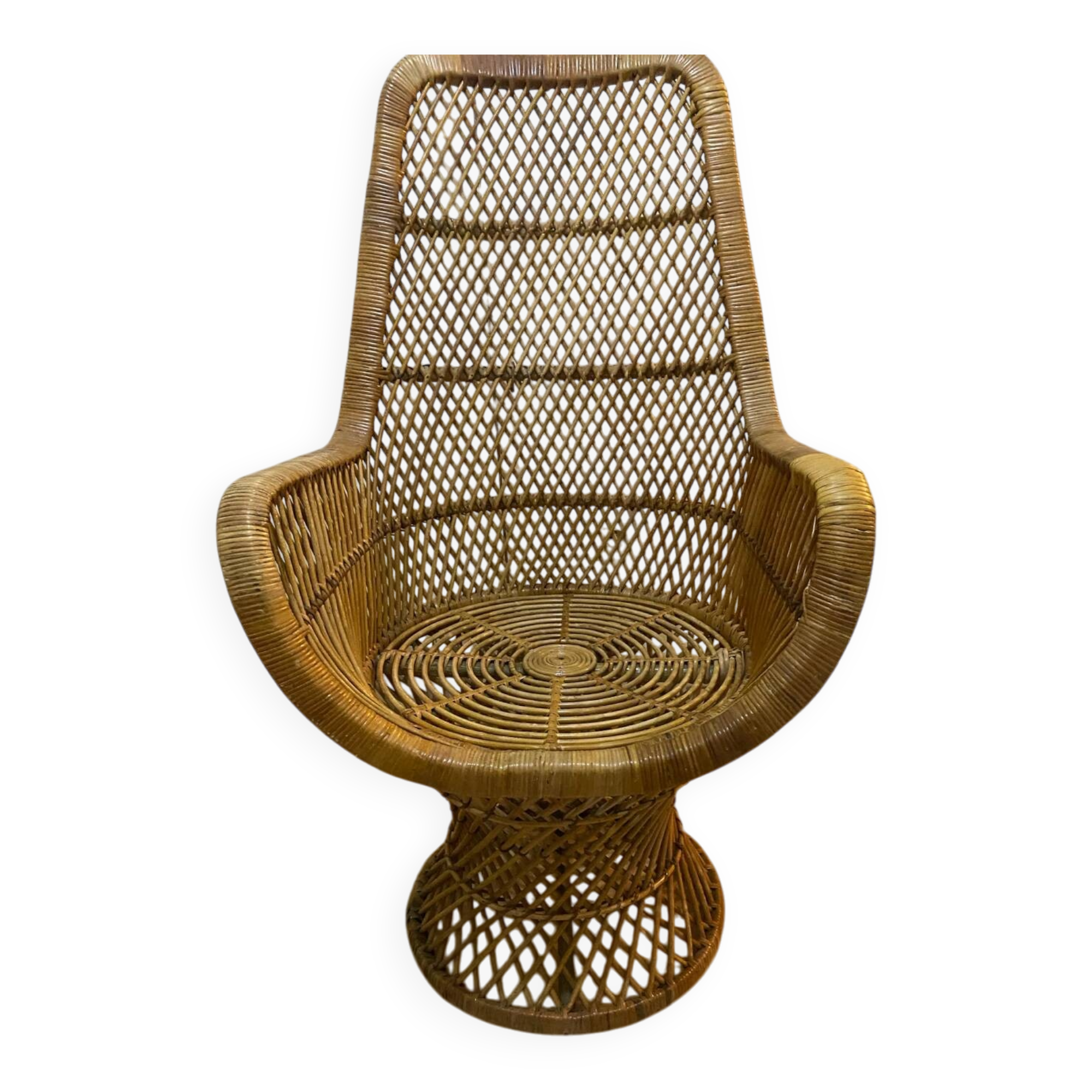 Vintage rattan armchair – High back – 1970s
