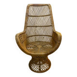 Vintage rattan armchair – High back – 1970s