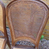 Set of 8 Louis XVI style convertible chairs, canned, racket backrest