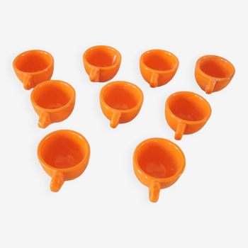9 cups for calvados in orange ceramic