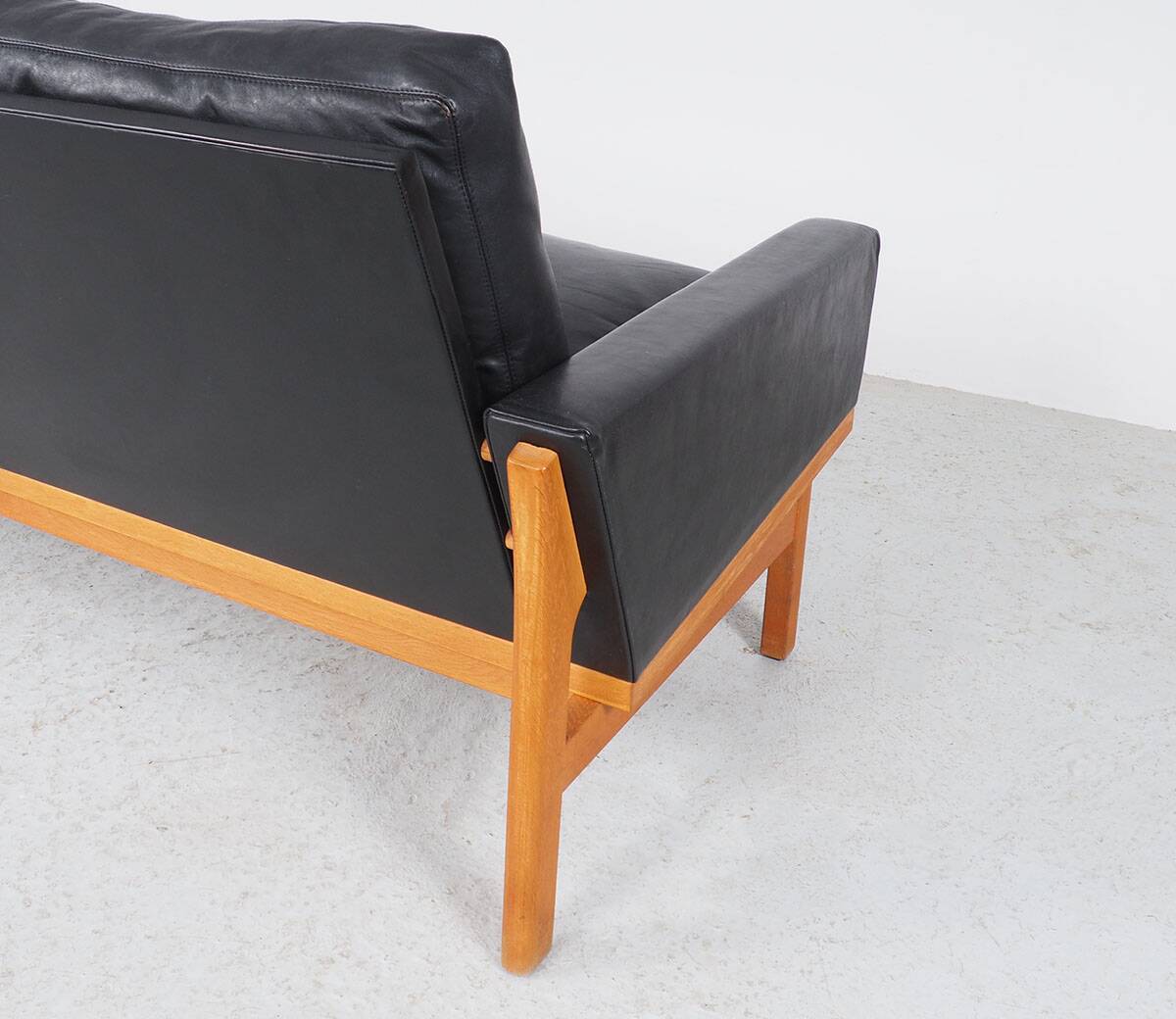 Vintage Black Leather Sofa by Poul M. Volther for Erik Jørgensen, 1960s