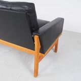 Vintage Black Leather Sofa by Poul M. Volther for Erik Jørgensen, 1960s
