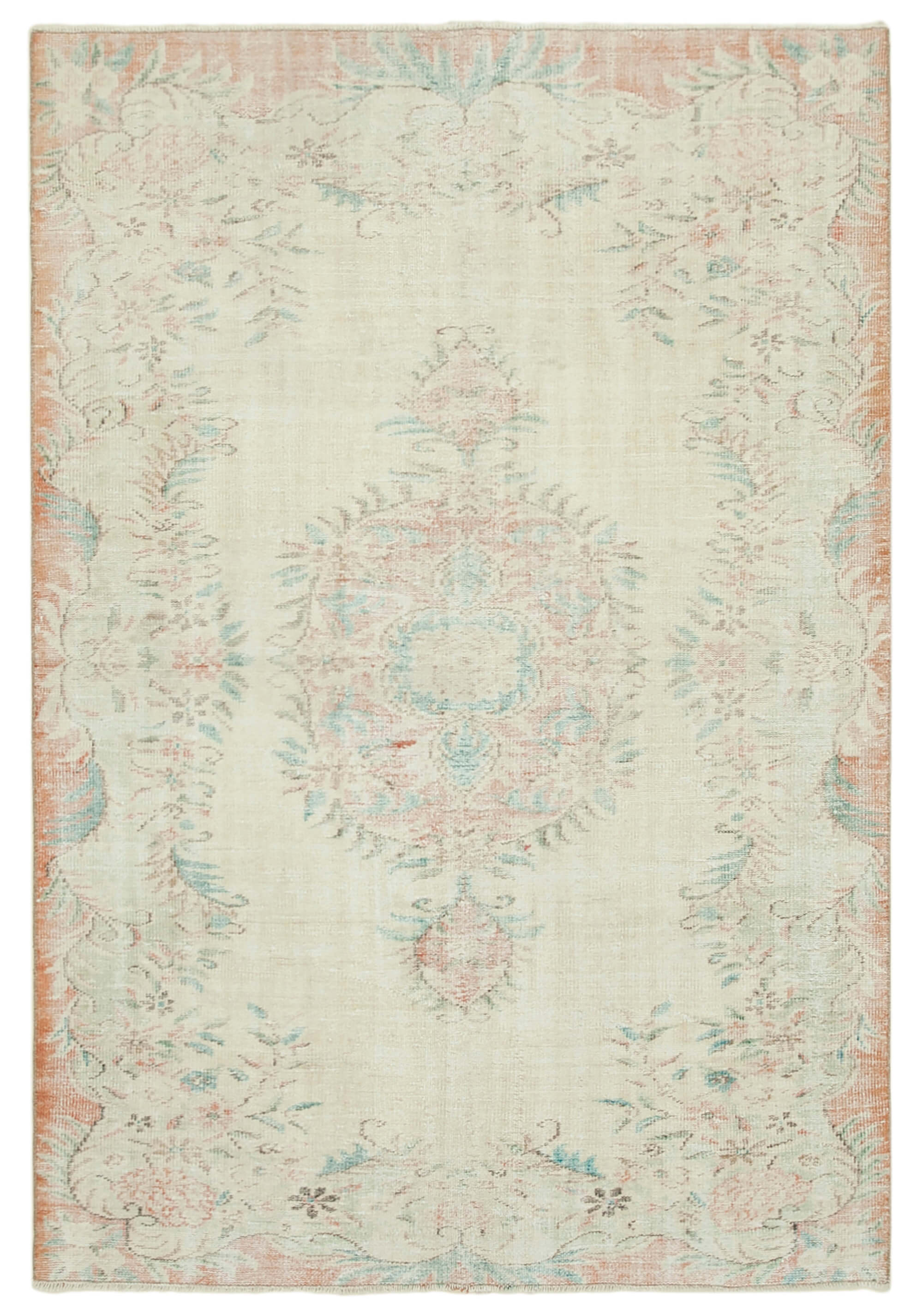 Handmade rustic oriental beige rug 173 cm x 258 cm