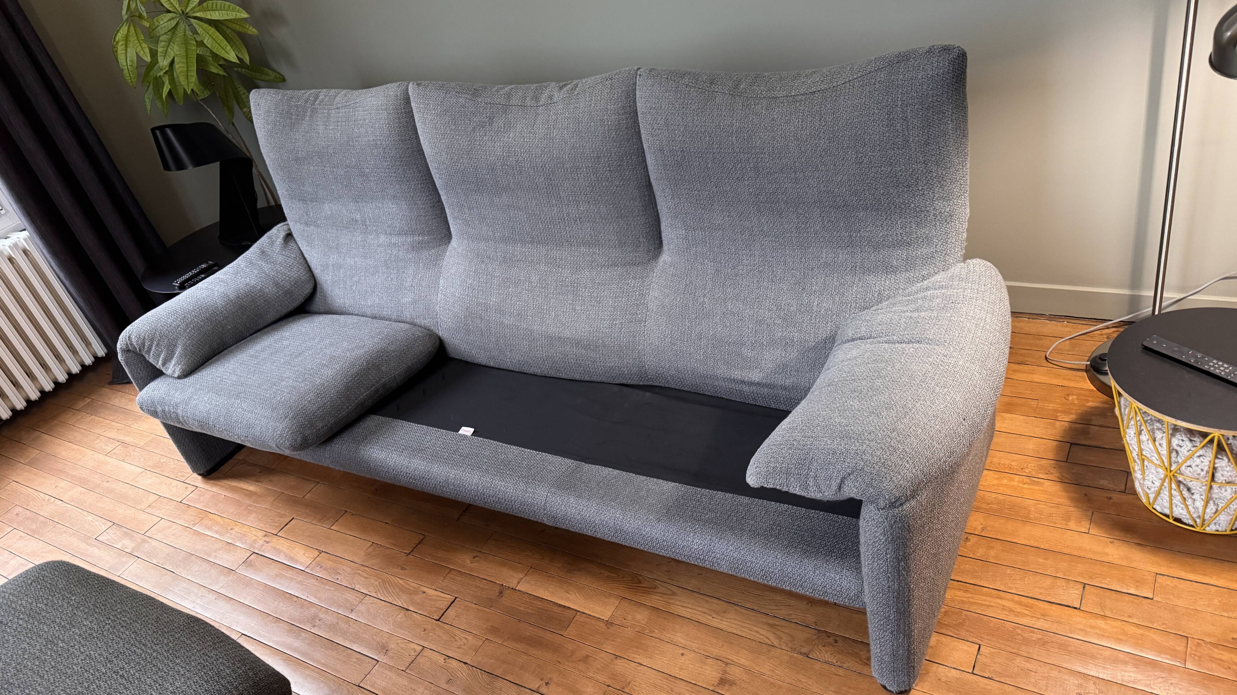 Maralunga 3-seater sofa Cassina (Vico Magistretti) grey wool fabric