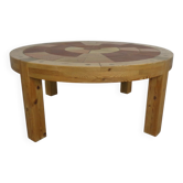 Large Pine and Ceramic Coffee Table by Lisbeth Sallingboe for Sallingboe, Denmark, 1970s