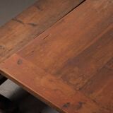 Table and pair of benches in solid pine – France, circa 1970