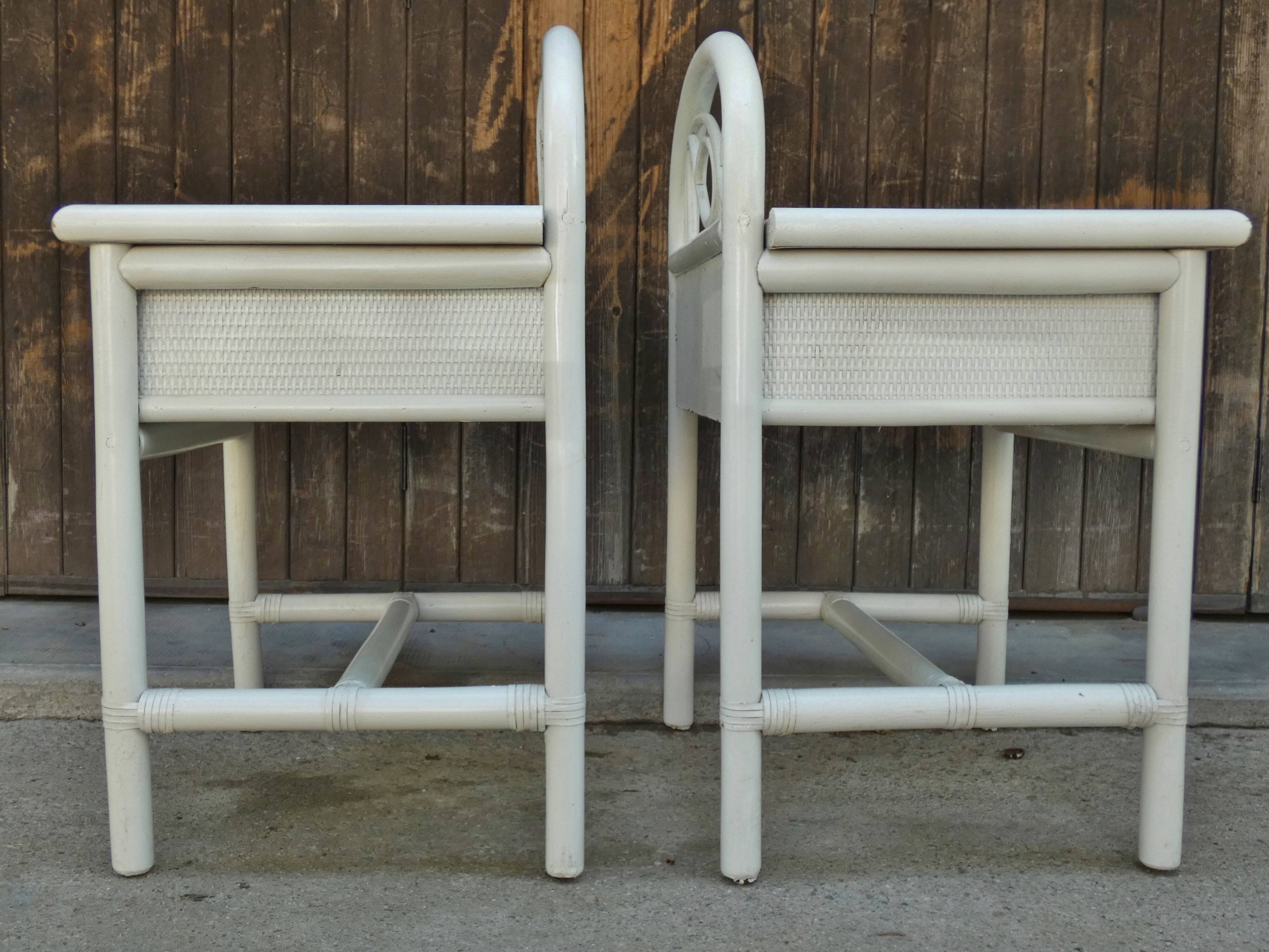 Pair rattan chevets circa 1970