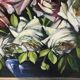 Huile sur toile nature morte roses et arums