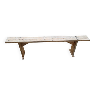 Old restored pine wood bench