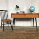 Bureau tricoteuse en teck vintage pieds compas fuseaux noir 1950 1960 style scandinave