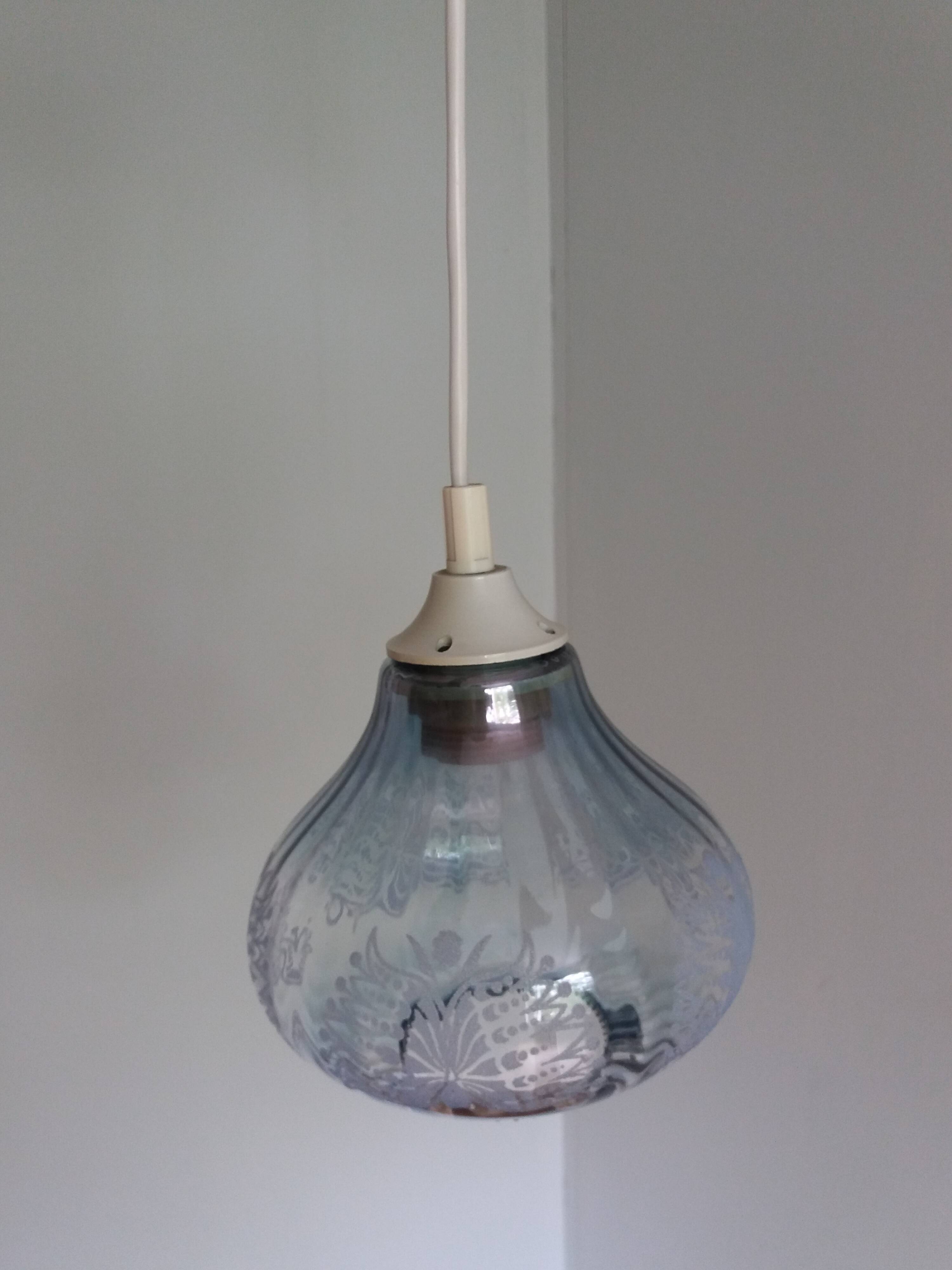 Blue glass tulip pendant light