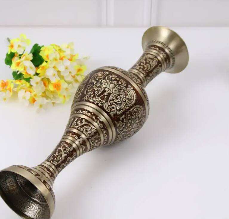 Large European Vintage Metal Vase - Decorative Bronze Tabletop Display