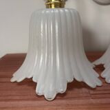 Pair of white tulip wall sconces