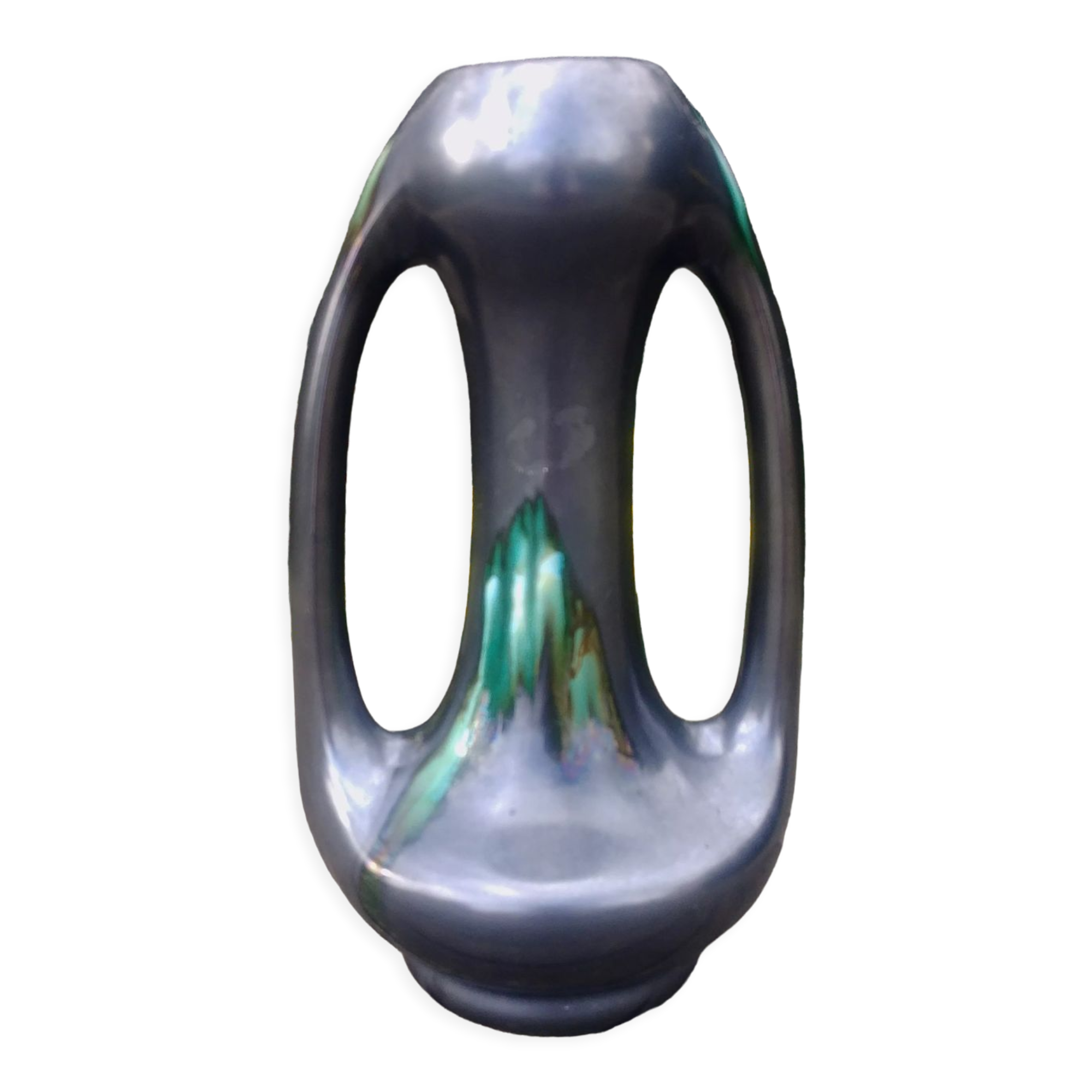Soliflore vase in matt black ceramic 60s