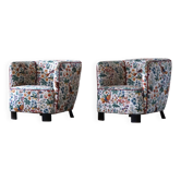 Set of curved Danish club chairs from the mid-century, Viggo Boesen style, 1940s.