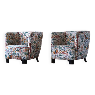 Set of curved Danish club chairs from the mid-century, Viggo Boesen style, 1940s.