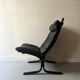 Fauteuil scandinave en cuir noir Siesta par Ingmar Relling, design 1970