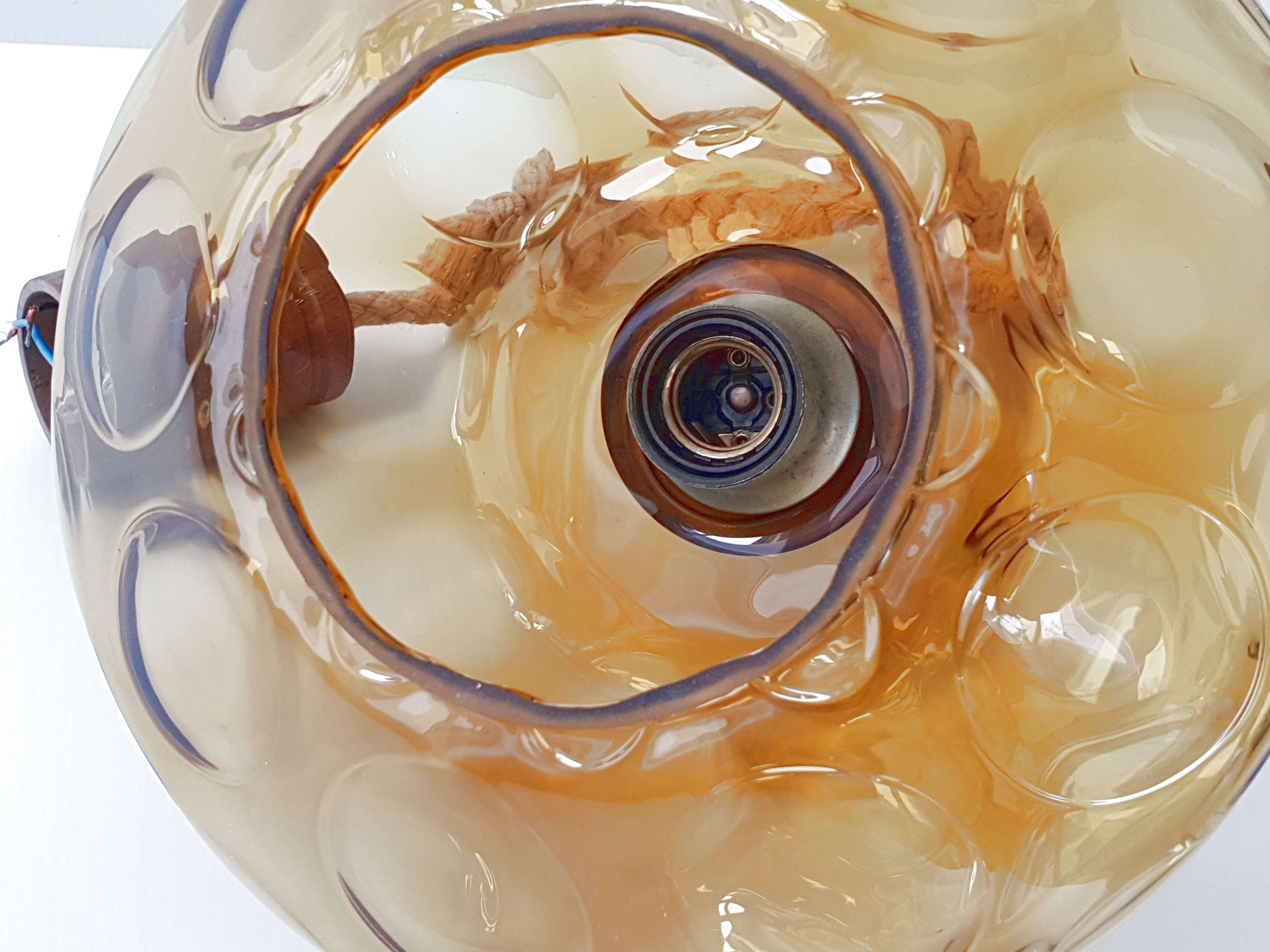 Vintage hanging in rope gilded glass and teak