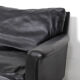 Danish design black leather and teak 3 seater sofa, 1960s