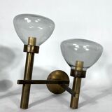 Pair of brass and glass sconces by Sciolari. Italian modern from 70s