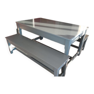 Table bois massif avec bancs