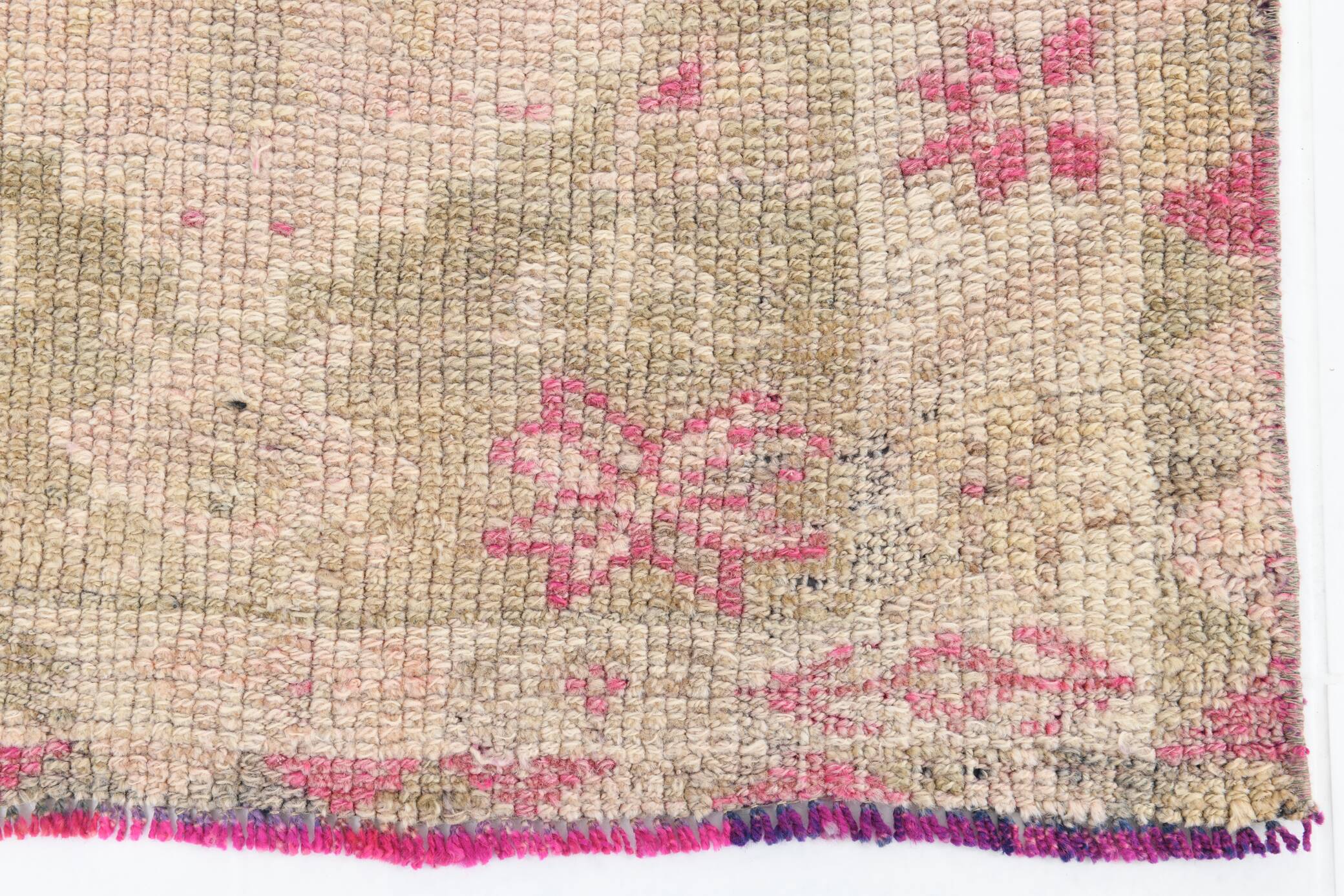3x13 Rug For Kitchen Pink Beige Herki Vintage Runner Rug, 79x402Cm SK 4146