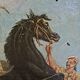 Peinture orientale d’un cheval avec une personne par Alexis de Reus 1908
