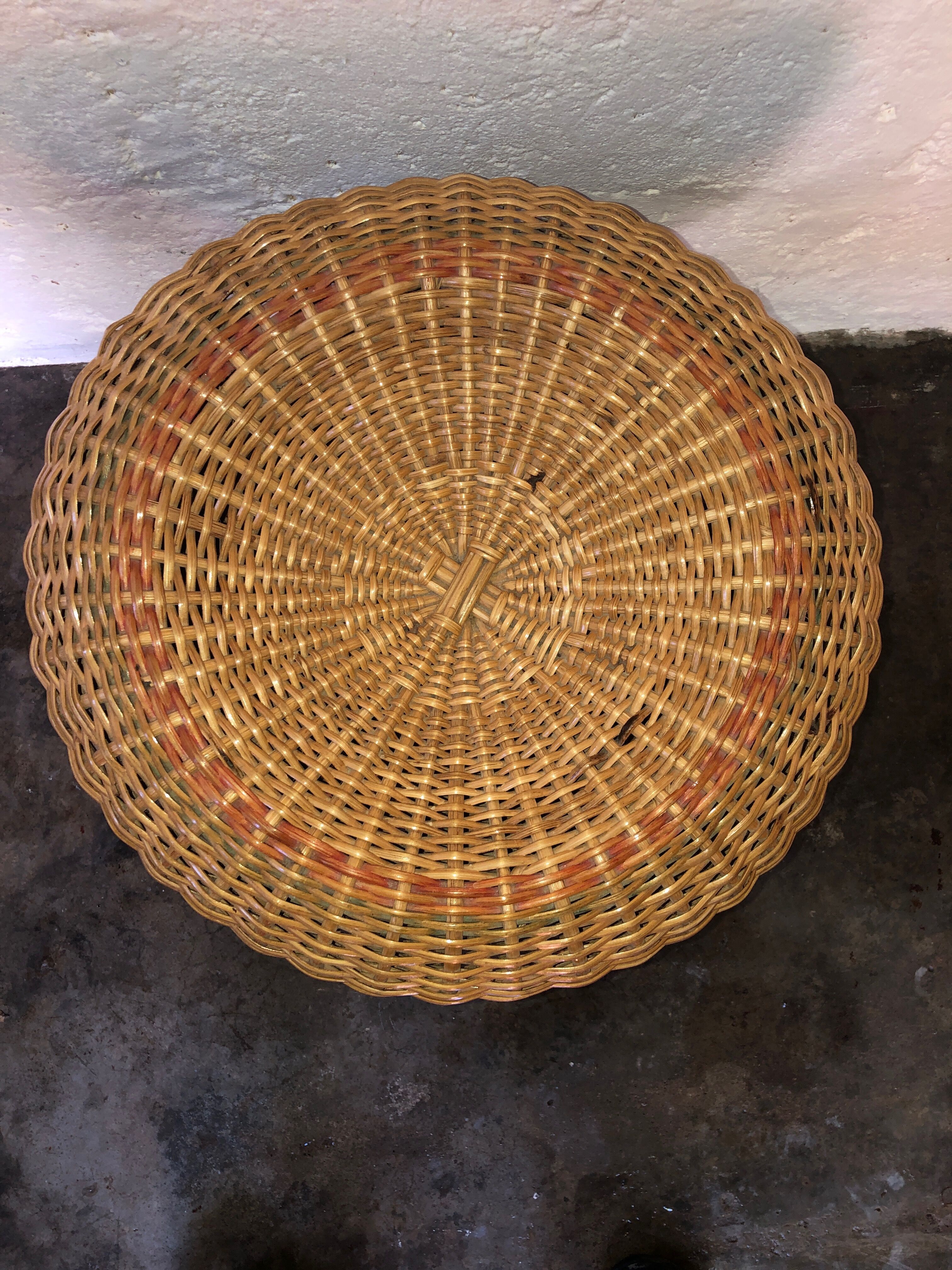 Old 60s rattan stool