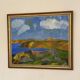 Original suédois du milieu du siècle huile sur panneau – "Paysage côtier" – Vintage et encadré