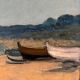 Oil on canvas 20th century beach and fishing boats by G. Carlos