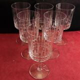 Service de 6 verres à eau en cristal de Vannes Sèvres modèle style Nancy