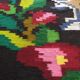 Romanian floral runner rug on blue background