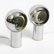 Pair of large Mid Century Space Age chrome table lamps - Made in Italy