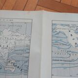 Old geographical map seas currents isobars isotherms Larousse