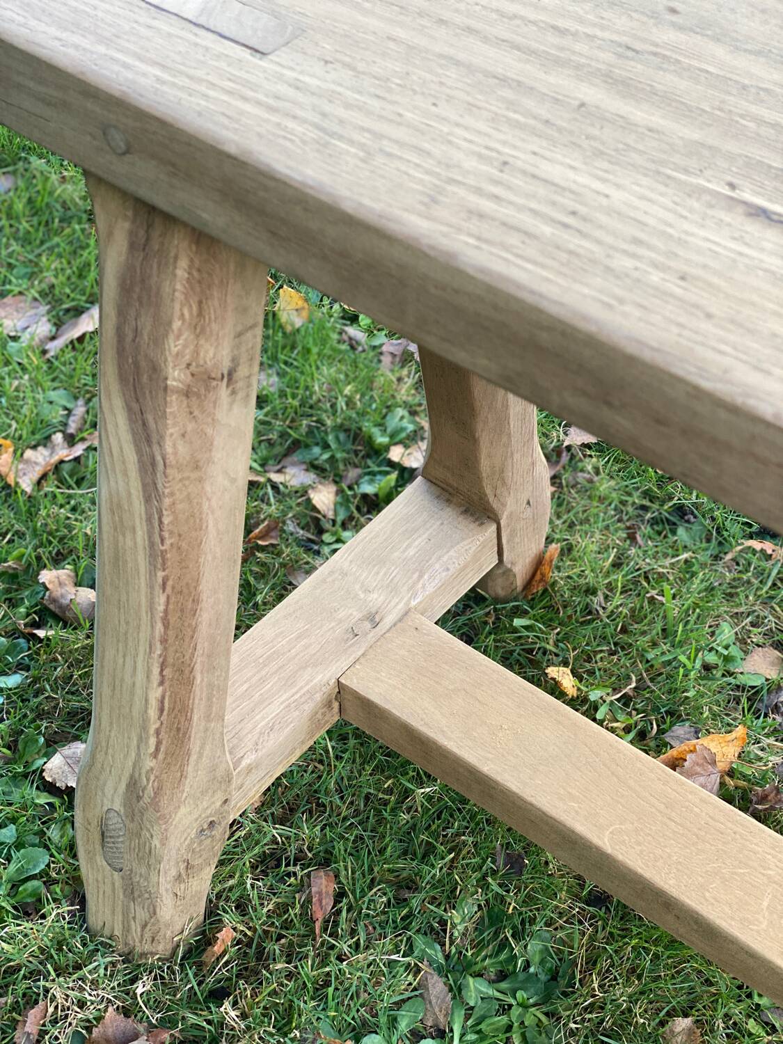 Solid oak farmhouse bench