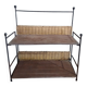 Shelf in metal wood and vintage rattan