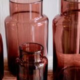 Set 5 vases in blown glass art glass ALLEX, Drôme