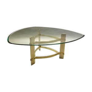 table basse années 70 - laiton verre
