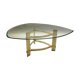 Coffee table  70s form free brass and glass