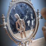 Brass psyche mirror 29x40cm