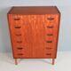Mid-century modern chest of six drawers, tallboy in teak, Denmark 1960s