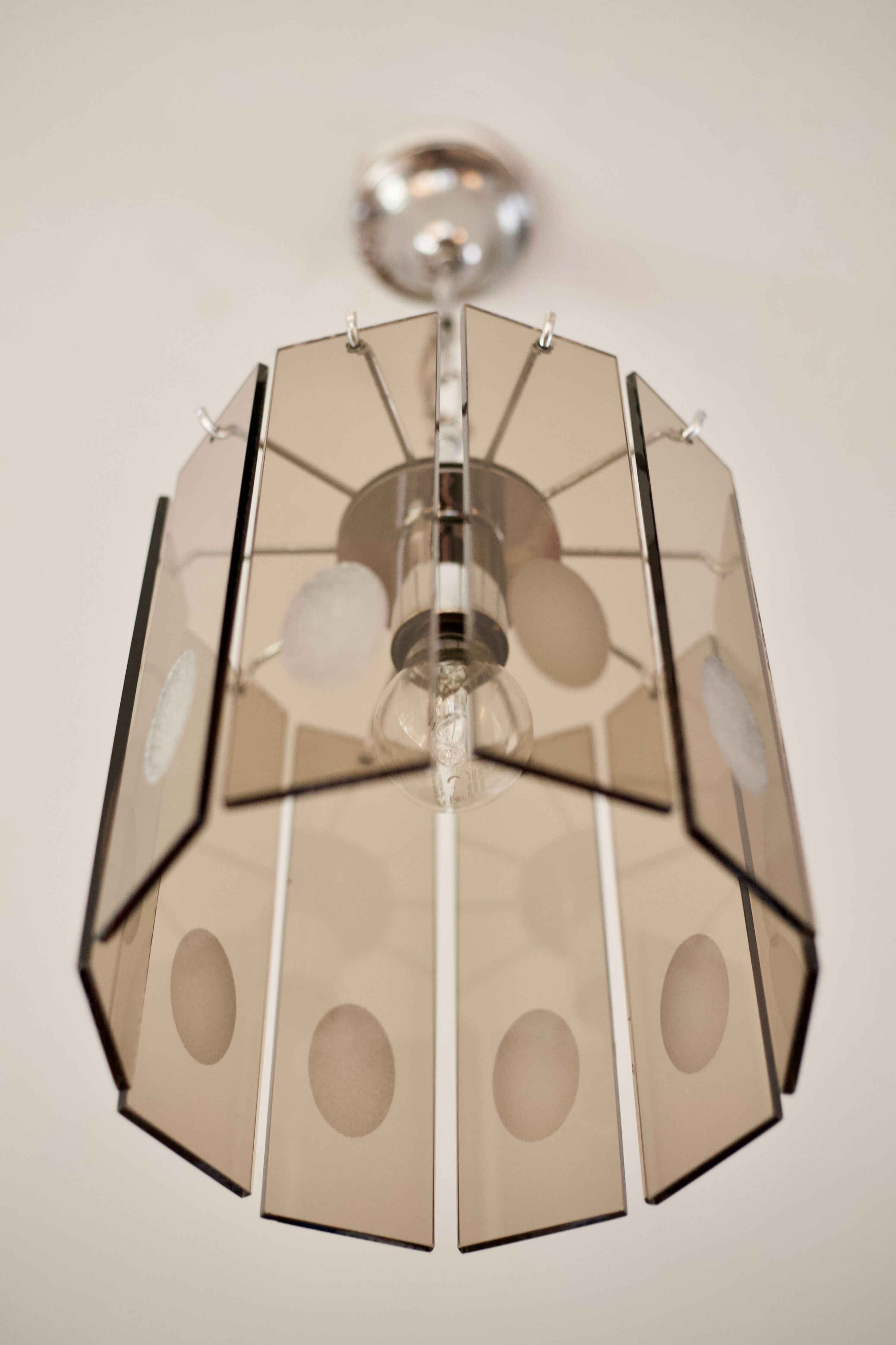 Lustre Gino Vistosi, verre et acier, Italy, circa 1970